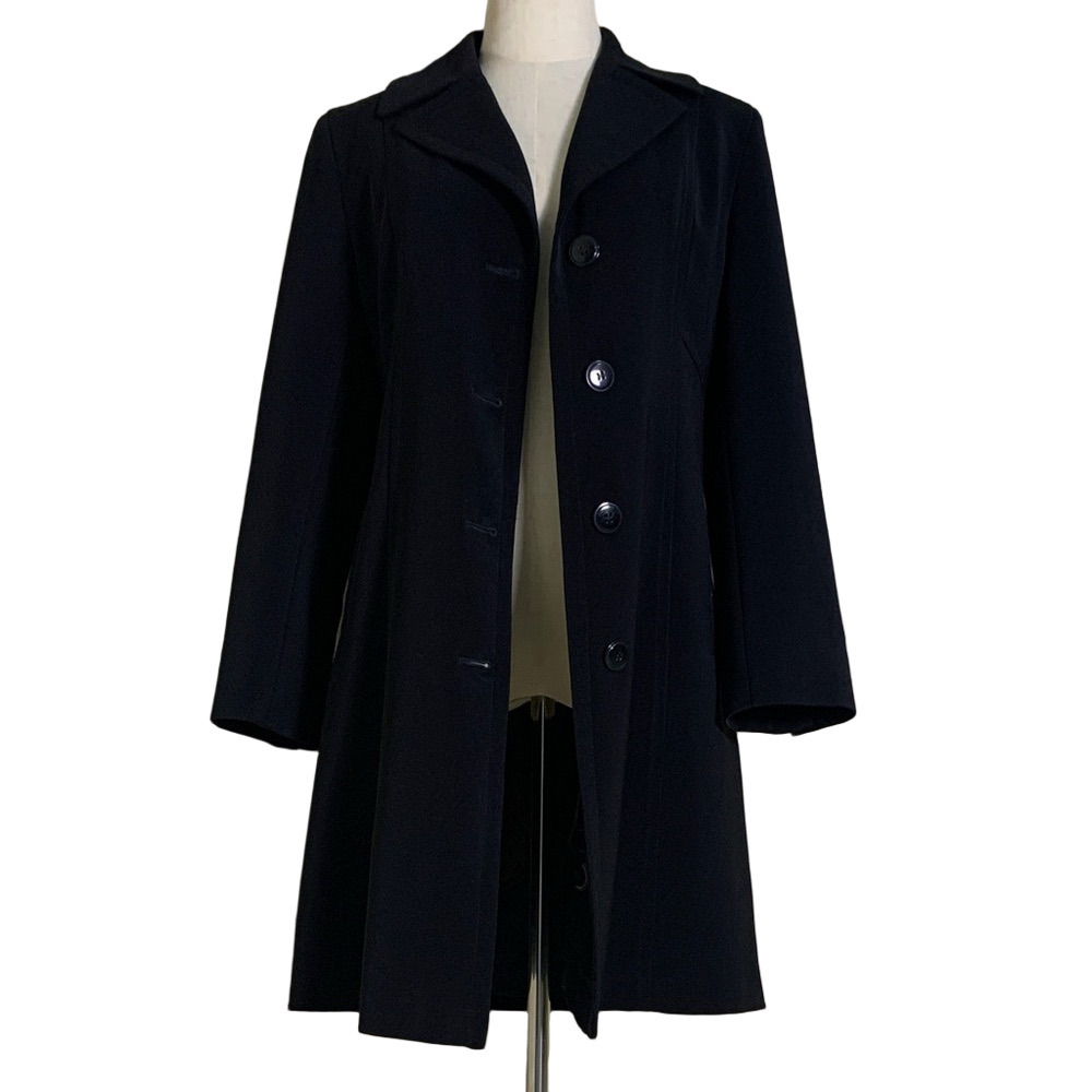 Y2K Portrait Classic Trench Coat Black Whimsigoth Retro Lined Women’s Size PP